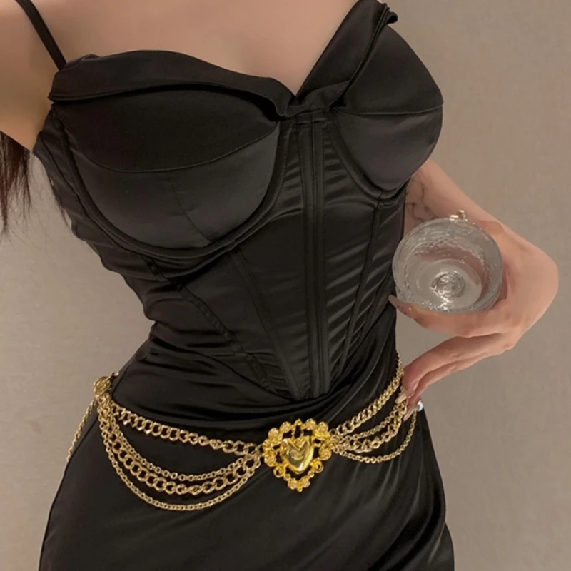 

Fashion Waist Chain with Heart Pendant Female Waist Chain Belt Eye-Catching Body Chain Corset Belt Female Waist Decors