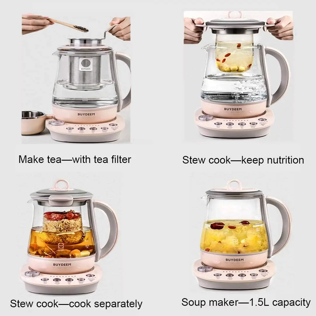 K2693 Health Pot, Health-Care Beverage Electric Kettle with Thickened Glass, 9-in-1 Fully Automatic Programmable Brew Cooker, 1. 6