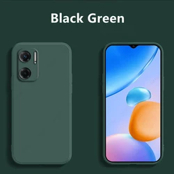 Liquid Silicone Soft Case - Enhanced Protective Phone Cover for Xiaomi Redmi Note 11E (Black green2)