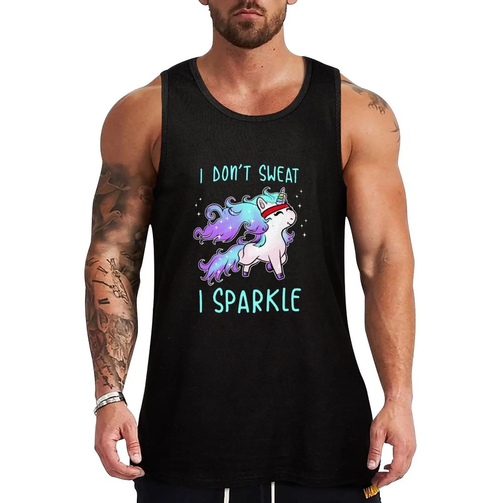 

I Don't Sweat I Sparkle Unicorn Gym Workout Tank Top Clothing Muscle fit