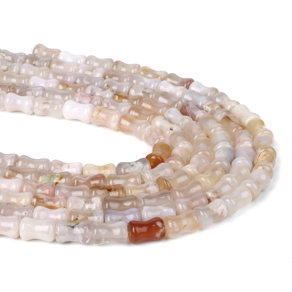 NaturalAgatesBeadsCherryBlossomBambooJointShapeTubeSpacer