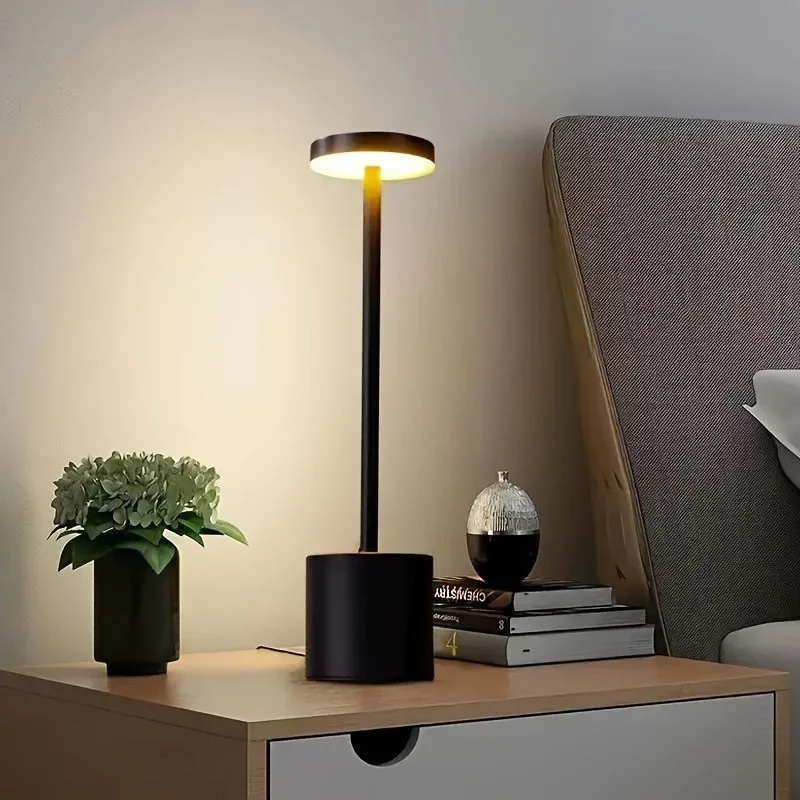 LED Table Lamp Touch Sensor Rechargeable Desktop Night Light Wireless Reading Lamp for Restaurant Hotel Bar Bedroom Decor Light