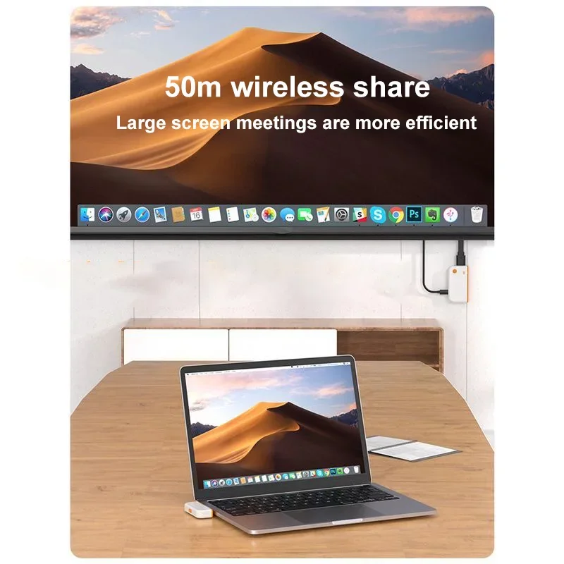50m USB C HDMI Wireless Video Transmitter and Receiver Extender 1080P HDMI Type-