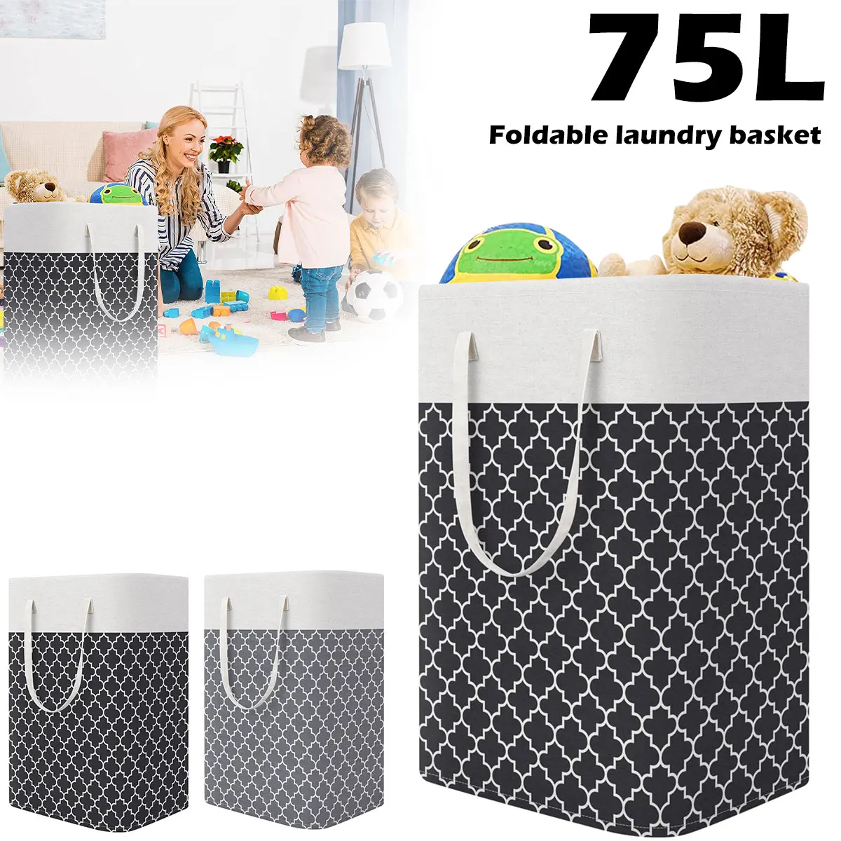 Foldable Cotton Linen Laundry Basket for Home Storage