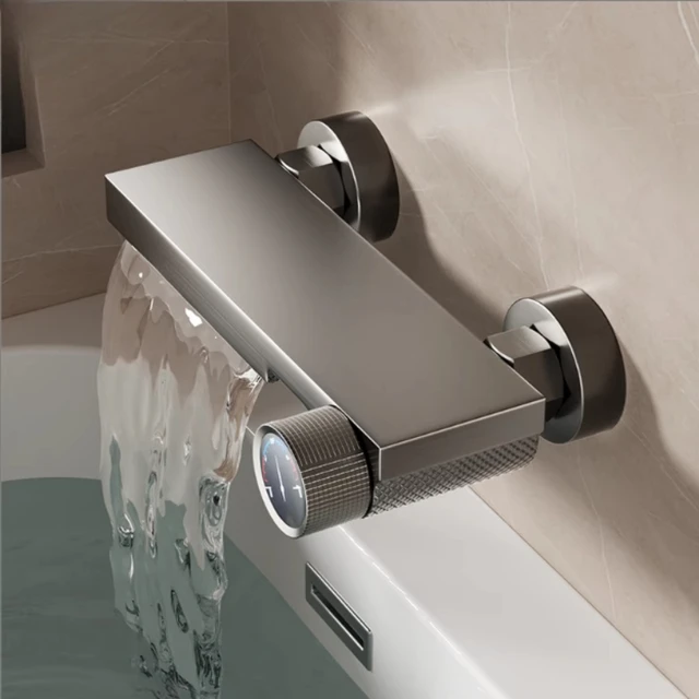 Wall-mounted Bathtub Special Faucet Wall Outlet Hot and Cold Large Flow Waterfall Type Bathroom Tub Side Mixing Valve 1