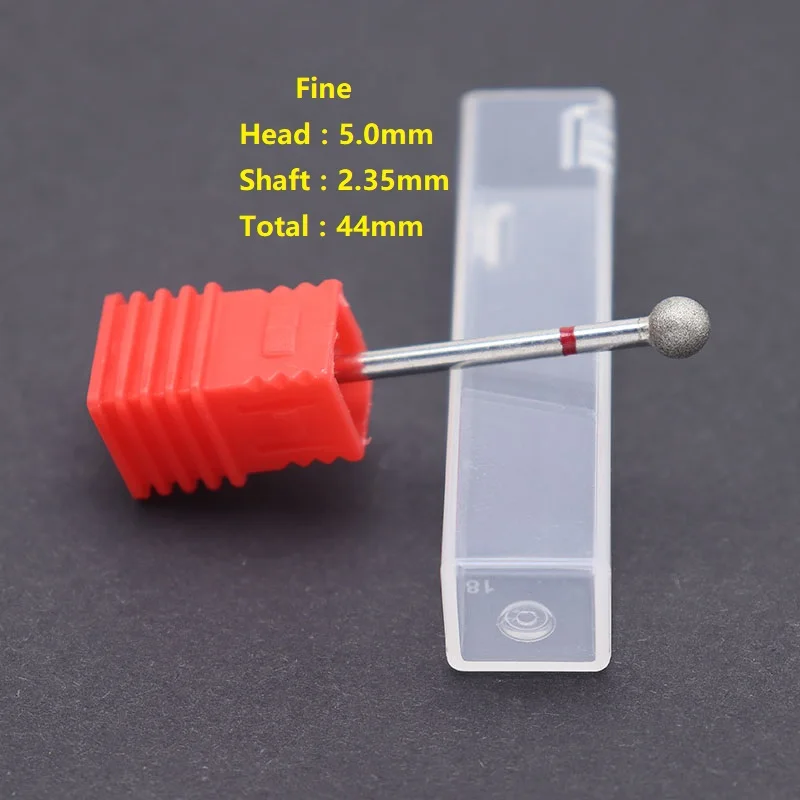 5.0mm Red Ball Nail Drill Bits Best Diamond Burrs Grinding Bits Accesories for Gel Nail Polish Manicure Nails Art Tool Polishing 2