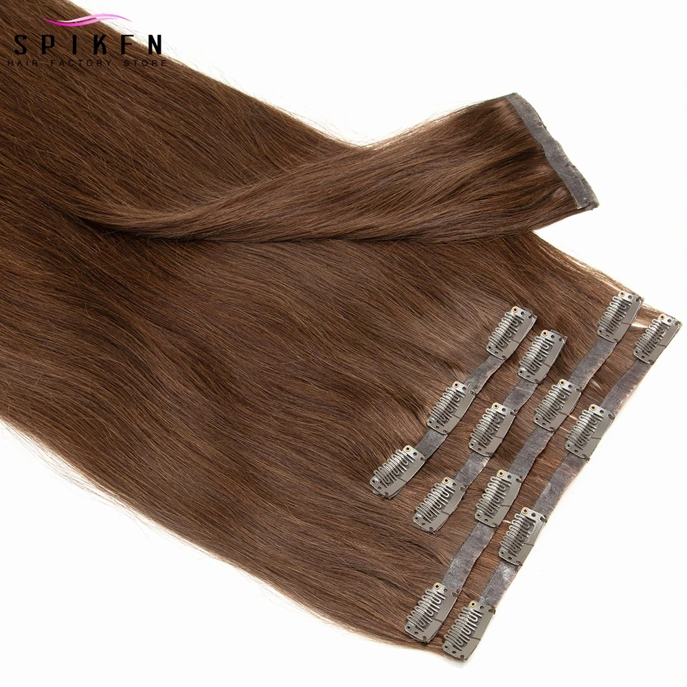 

Human Hair Extensions Clip In 14"-24" 6pcs/set Natural Straight Invisible Hair Pieces Brazilian Machine Remy Clip Hair 120g