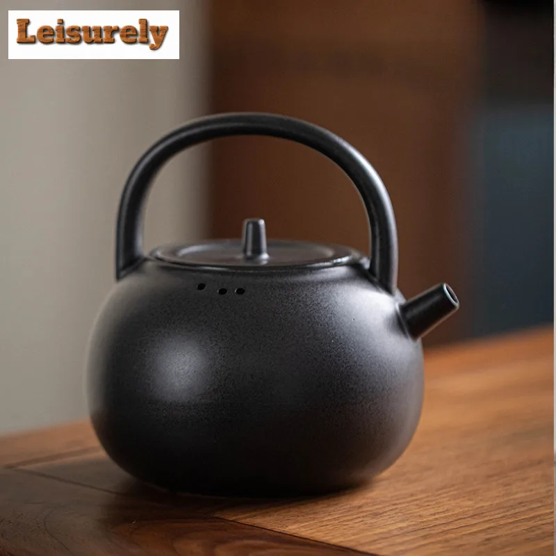 1000ML Retro Kiln Change Ceramic Teapot Large Capacity Lifting Handle Pot Household Boiling Water Tea Maker Kettle Kungfu Teaset