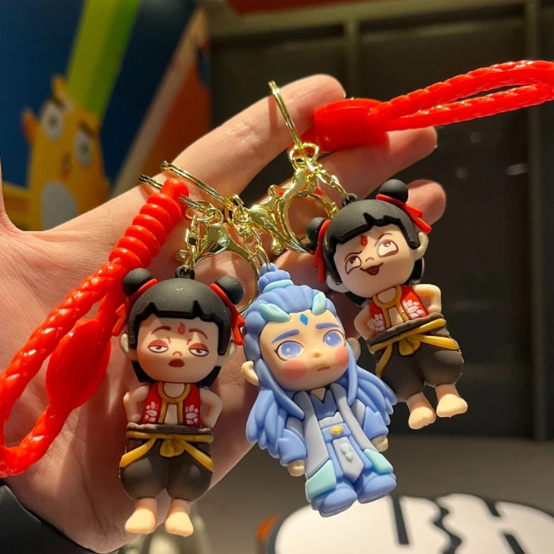 Ne Zha 2 Nezha Cartoon Keychain Anime Aobing Action Figures Keys