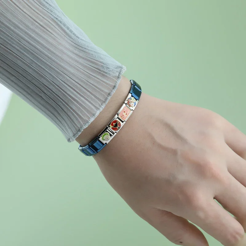 Hapiship Glaze Clown Chef Glass Charm Italian Link Fit 9mm Stainless Steel Bracelet DIY Jewelry DJ580 charm bracelet