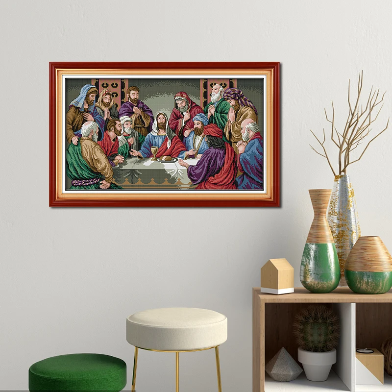 Cross Stitch Kit Joy Sunday The Last Supper Pattern 16/14/11CT Printed for Home Decor