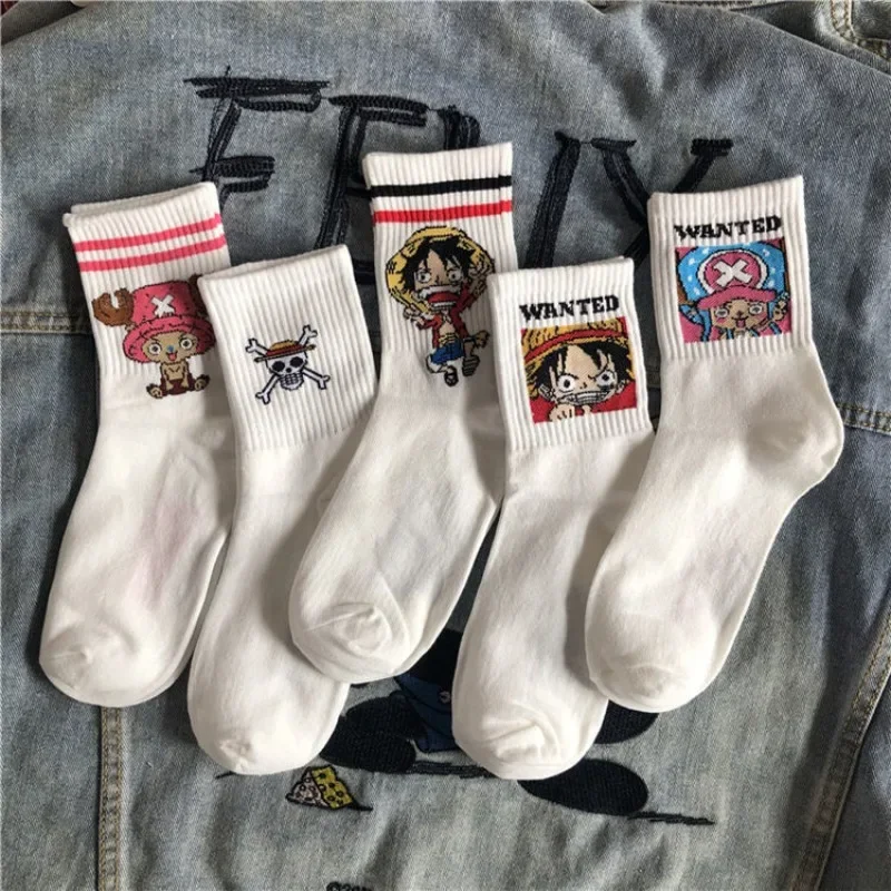 

One Piece Cartoon Socks New Luffy Zoro Nami Usopp Chopper High-looking Trendy Couple Versatile Personalized Anime Mid-calf Socks