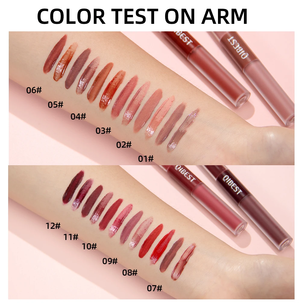 2 In 1 Matte Liquid Lipstick And Mirror Lipgloss Cosmetic Waterproof Lip Glaze Double Head Long-lasting Lip Tint Makeup lip gloss lip makeup lip glaze lip tint