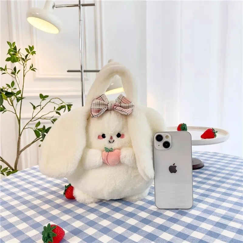 MBTI Plush Cute Womens Handbag Fluffy Bunny Fashion Soft Small Shoulder Bag Korean Popular Designer Female New in Crossbody Bag