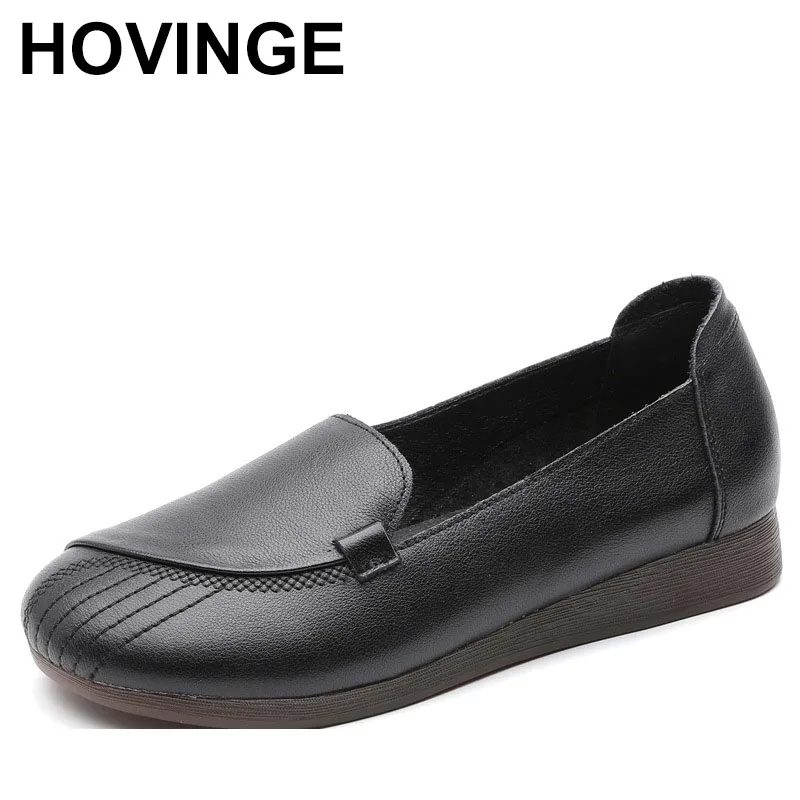 

2024 Spring Top Layer Cowhide Leather Shoes Flat Heel Soft Sole Anti Slip Comfortable Women's Shoes Casual Large Size