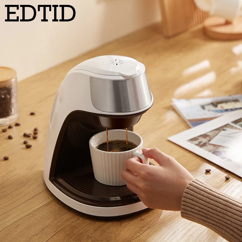 Household Mini Electric Drip Coffee Maker Semi-automatic Brewing Tea Pot American Coffee Machine Espresso One Cup 220V EDTID