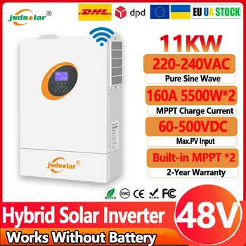 Jsdsolar 11KW Hybrid Solar Inverter 48V 230VAC Pure Sine Wave Solar Inverter 160A MPPT 500VDC Solar Charge Controller With WiFi