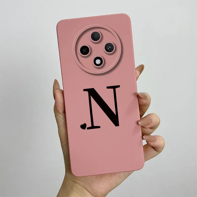 Cute Initial Letters Square Silicone Matte Shockproof Back Cover