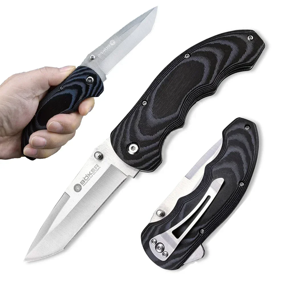 

Pocket Boker Stainless Steel Folding Blade Knives Self Defense Flipper Knife EDC Outdoor Tactical Knife Camping Utility EDC Tool