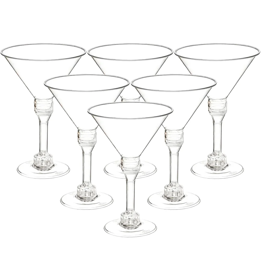 20 Pcs Margarita Party Glasses Glass Goblet Clear Goblets Martini Tumbler Tall Feet Plastic Cocktail Glasses Coupe