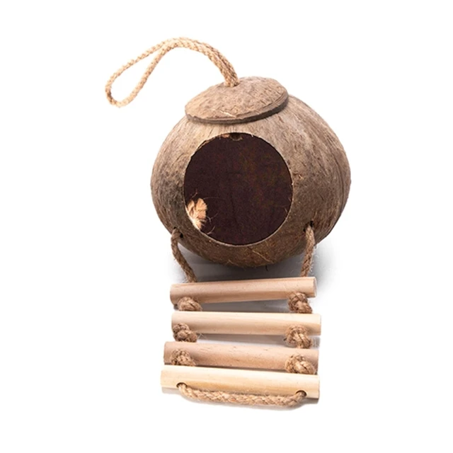 Nido In Cocco Per Criceti E Uccelli - Con Scala In Legno, Gioco Arrampicata Naturale