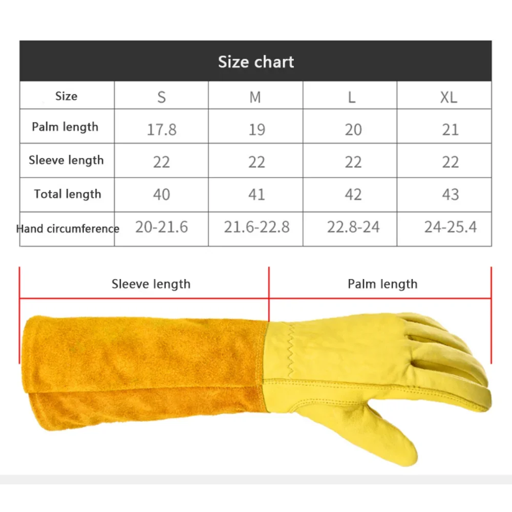 Deerskin Long Tube Gardening Gloves Rose Pruning Thorn-resistant Long Leather Gloves Work Welding Protective Garden