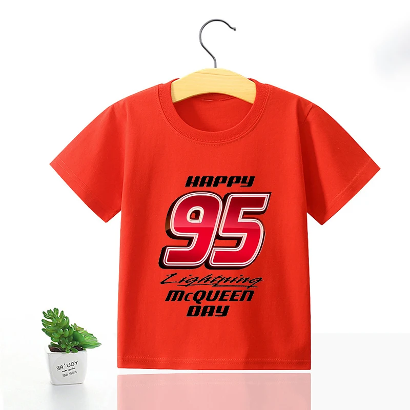 Lightnings Mcqueen T-shirt Cartoon Disney Cars Short Sleeve Tops Boys Basic Tee Children Clothing Cool Printed Tshirt Kids Tees 4
