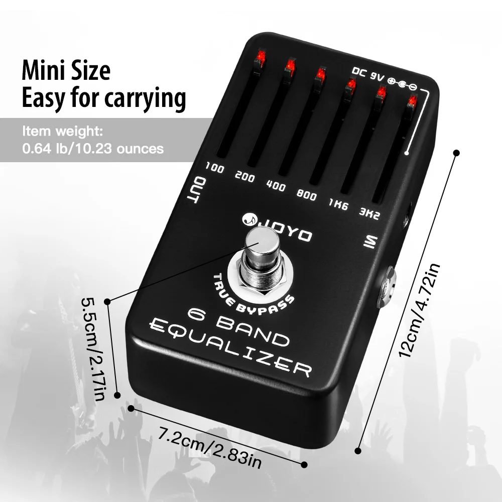 JF-11 6-Band EQ Pedal Provide ±18dB for Each Band with Frequency Bands 100Hz, 20
