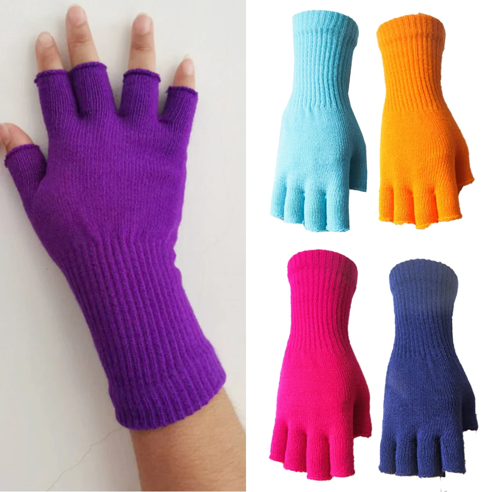 Cashmere Knitting Gloves Cotton Warm Half Finger Wrist Mittens Fashion Winter Keep Warmer Accessory Gift Winter winter women elastic short fingerless warm knitted gloves fashion snowflake half finger wrist mittens christmas accessories gift