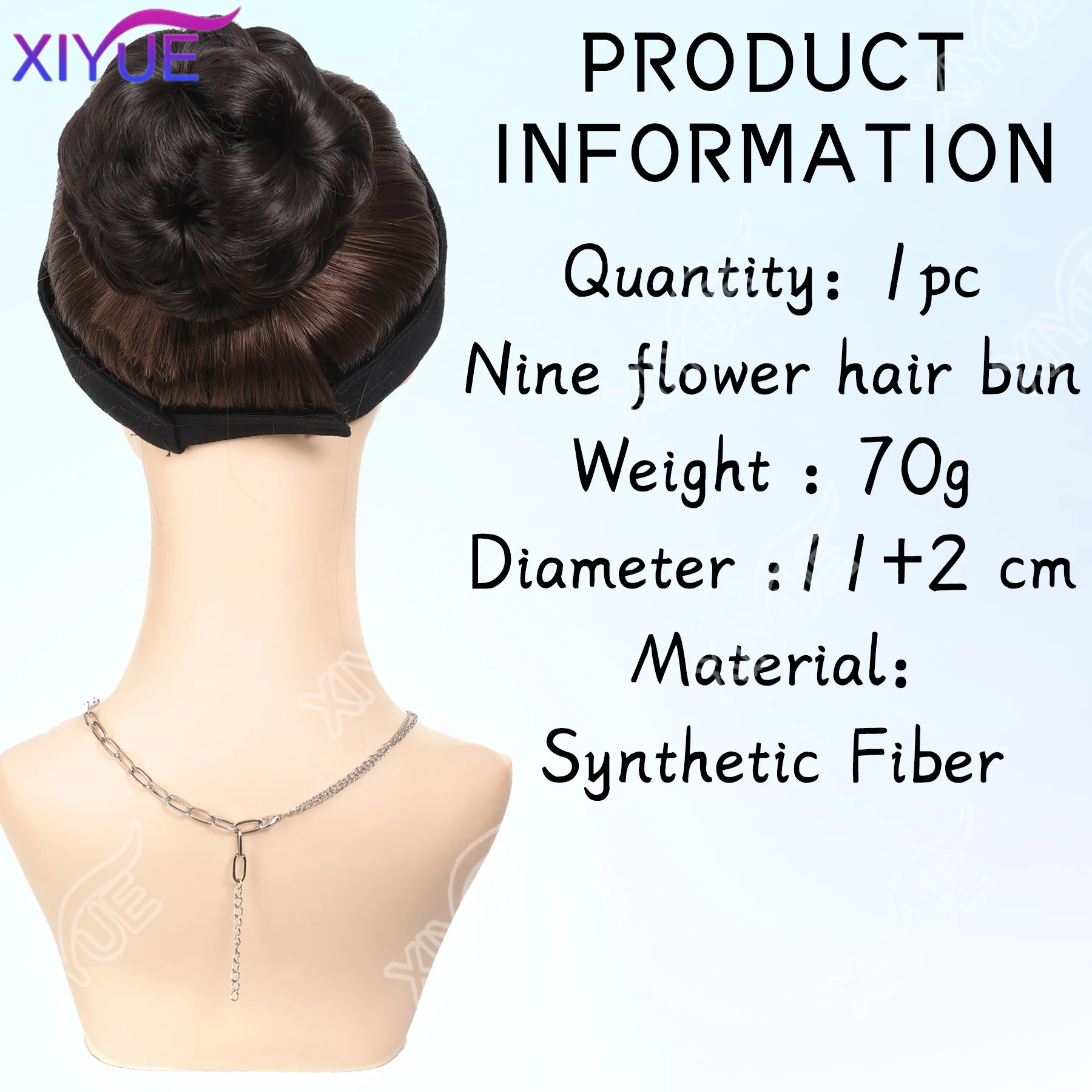 XIYUE Nine Flowers Hair Bun Chignon Pony Tail Bun Synthetic Rhinestone Claw In Ponytail Hair Extension Fake Hair for Women