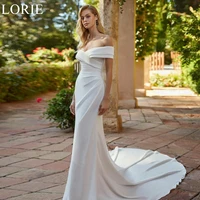 LORIE Elegant Ivory Wedding Dresses Off Shoulder Mermaid Draped Simple Bride Prom Gown 2024 Bridal Gowns Vestidos De Novia 1