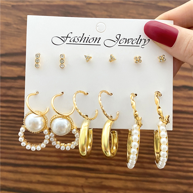 Trendy Gold Silver Color Butterfly Hoop Earrings Set For Women Snake Pearl Resin Hoop Earrings Brincos Party Jewelry