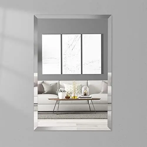 

Inch Rectangle Frameless Mirror, Mirror with 1" Beveled Edge for Bathroom Vanity, Entryway, Living Room