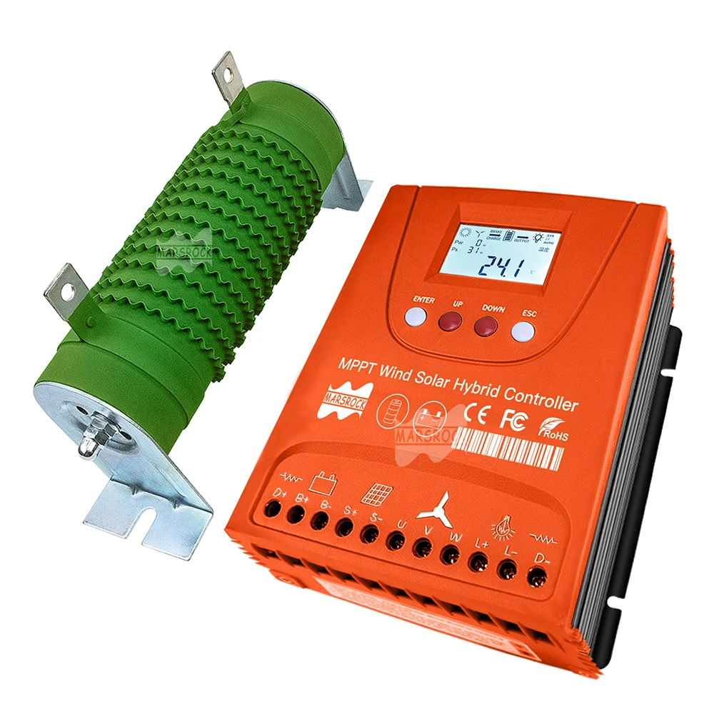 3000W 12V24V48V MPPT Hybrid Solar Controller Wind Turbine,With Unloading Load LCD Display, For Lifepo4 Full Battery - 4