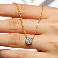 M-JAJA 1ct lunette Moissanite pendentif collier diamant collier pour femmes 18K plaqué or Rose S925 argent clavicule chaîne bijoux 2