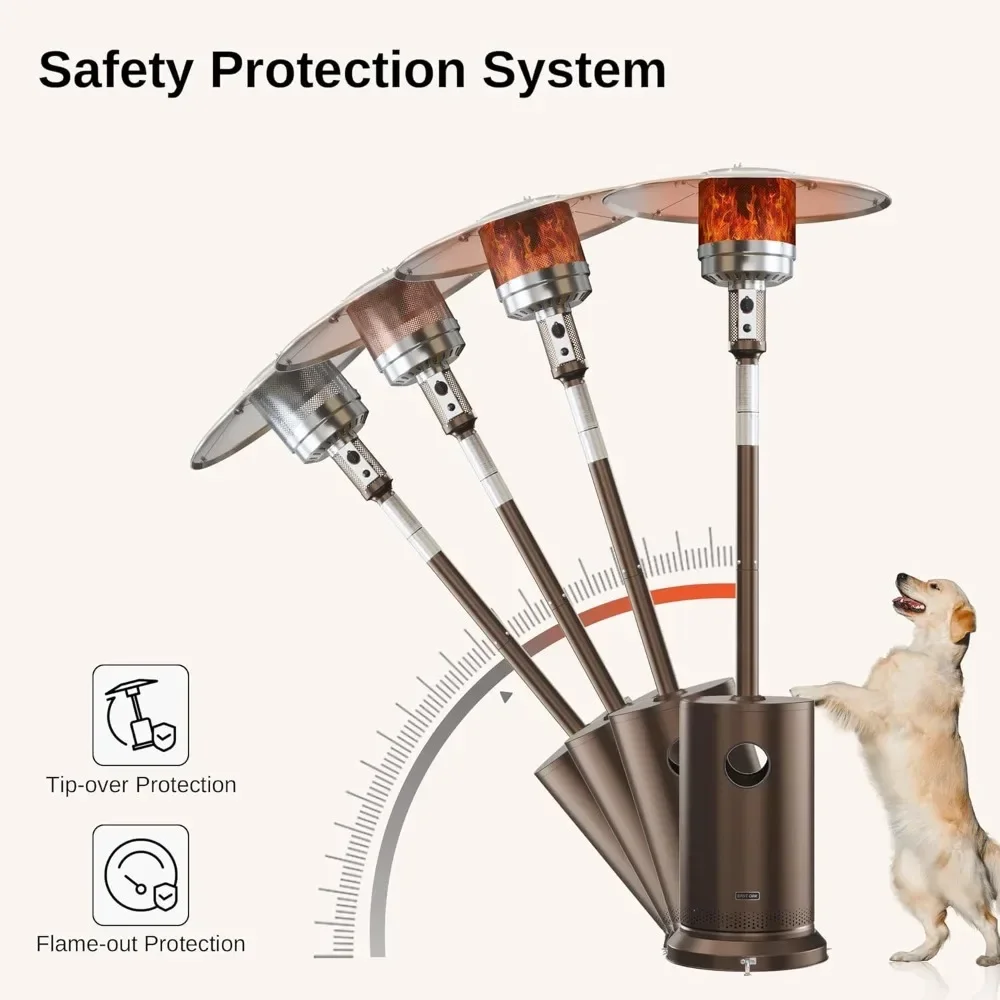 50,000 BTU Patio Heater for Outdoor Use With Round Table Design, Double-Layer Stainless Steel Burner and Wheels, Outdoor Patio