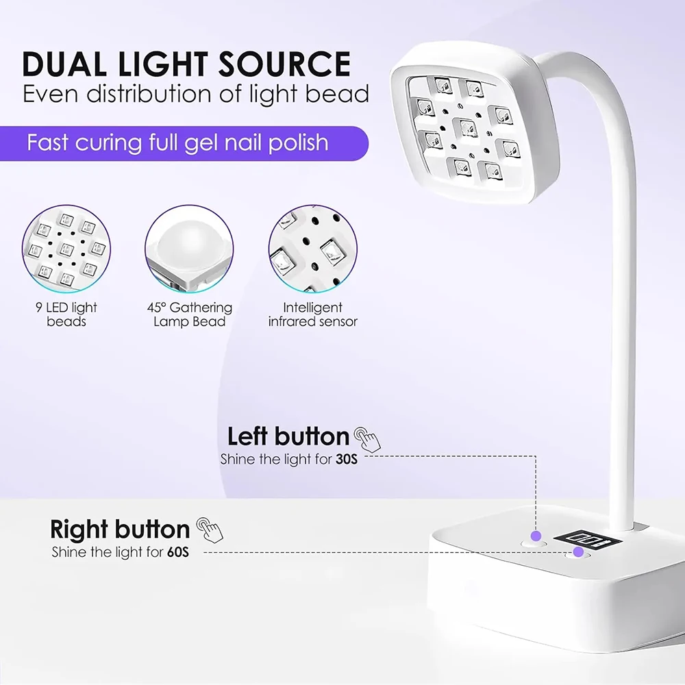 Mini Nail Dryer UV LED Nail Lamp Foldable USB Curing Lights Lamp For Nail Gel Polish Quick Dry Nail Art Dryer Manicure Tool