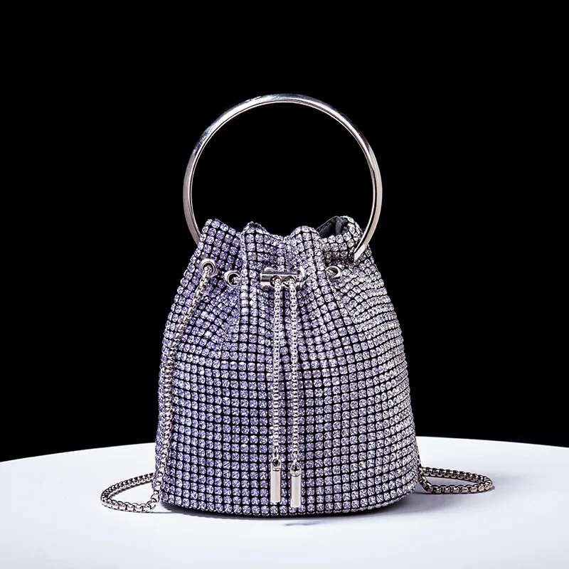 

Full Diamond Bag Women 2023 New Diamond Inlaid Bucket Bag Diamond Chain Bag Handheld Messenger Bag Gradient Color Bag For Women