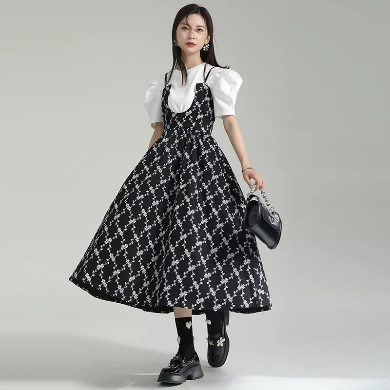 

Summer Floral Suspender Dresses Women French Strappy Dress Princess Pullover Slim Waist Camisole Sleeveless Hipster Streetwear