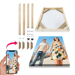Customized Photo Canvas with Optional DIY Wooden Frame or Frameless Poster - Exclusive Personalized Gift - 20x30cm (With DIY Frame)