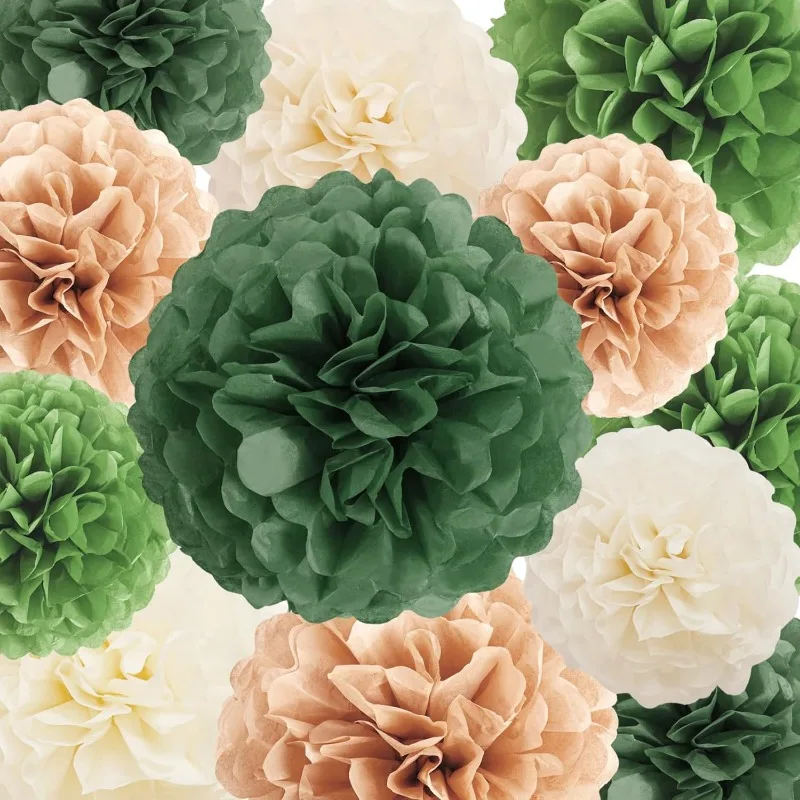 Moguri Lot De 5 Rouleaux De Décorations De Fête Vert Sauge Et Doré Pour Camp, Bachelorette, Fête Prénatale, Mariage, Fête Nuptiale, Fiançailles, Décoration De Fête Forestière, Bricolage Bohème