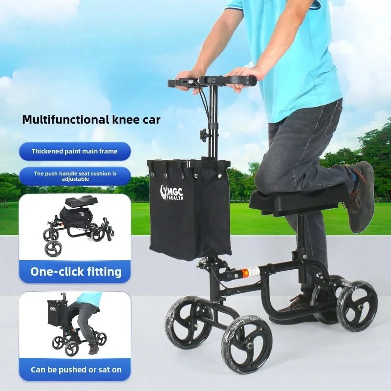 Leg Injury Rehabilitation Knee Mobility Scooter, Wheeled Walkers for Elderly, Comfortable Support Assisted Mobility Crutches 2