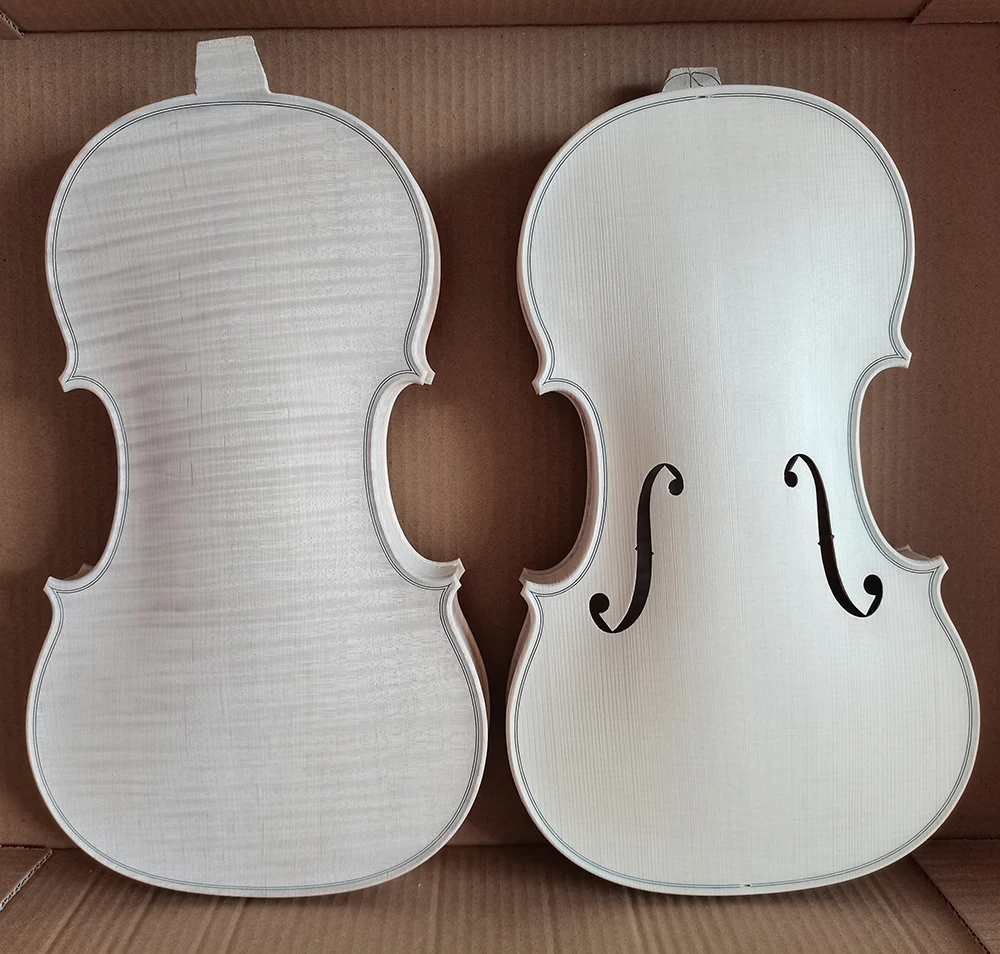 

Stradivarius 1716 Complete Backplane Flame Maple violin white embryo unfinished violin 4/4 3/4 1/2 1/4 solid wood DIY violin