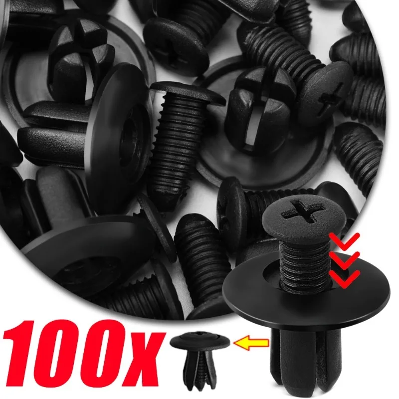 

100/50pcs Car Fasteners Buckle Bumper Fender Rivets Screw Clip Auto Fastener 8mm Hole Push Pin Clips Universal Auto Accessories