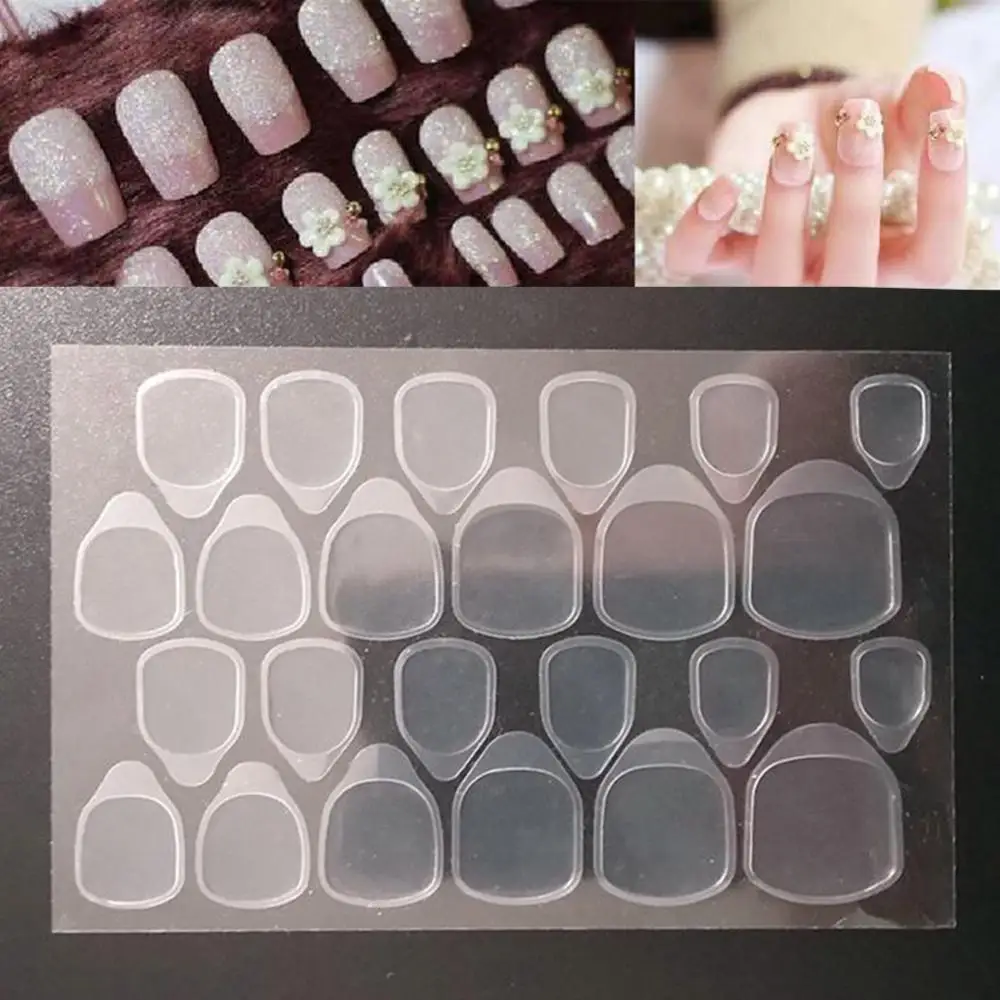 Nail Stickers Nail Glue Tape Nail Art Decoration Nail Art Tools Nail Glue 24Pcs Fake Nails Tips Double Sided False Nail Art Adhesive Tape Glue Sticker DIY Profissional Fake Press on Nails