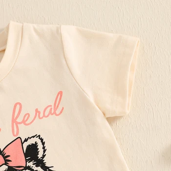 Adorable Baby Girls Summer Outfit Fox Print Short Sleeves T-Shirt and Elastic Shorts Set Stylish 2 Piece Clothing Set for 1