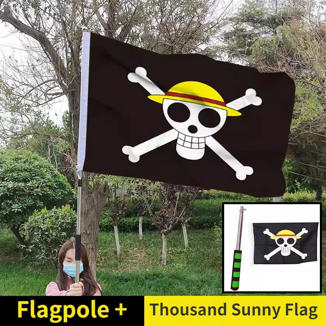 90*150cm Anime One Piece Monkey D Luffy Skull Flag THOUSAND SUNNY