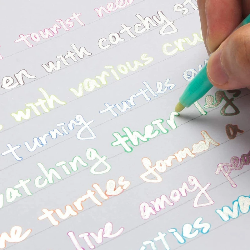 8 Color Christmas Pen Highlighter Double Line Outline Art Pen Marker Pens Bullet Diary Poster Card DIY Painting Writing