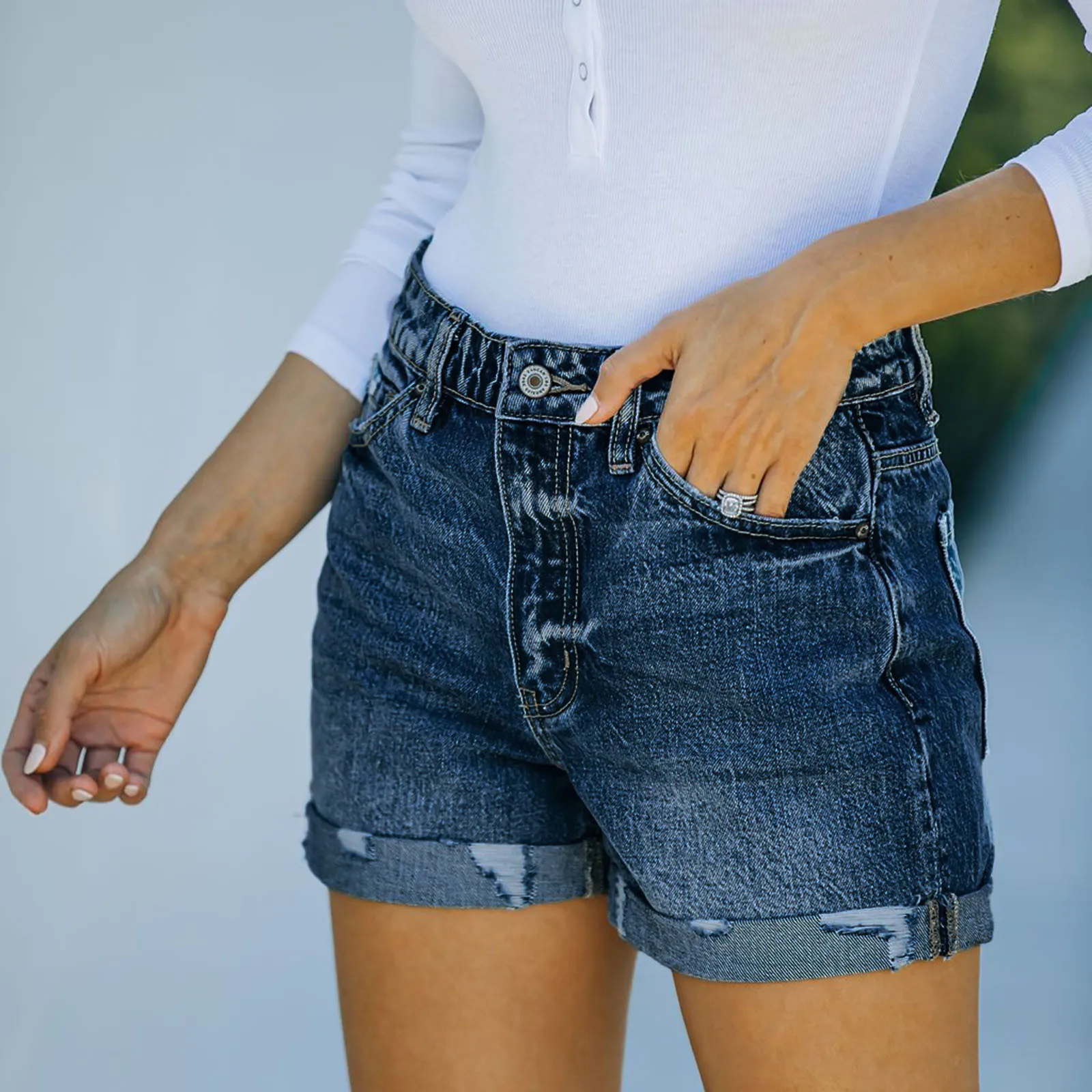 

Summer Sexy Pants Jeans Slim Waist Shorts Women Pants Hole High Pants 4