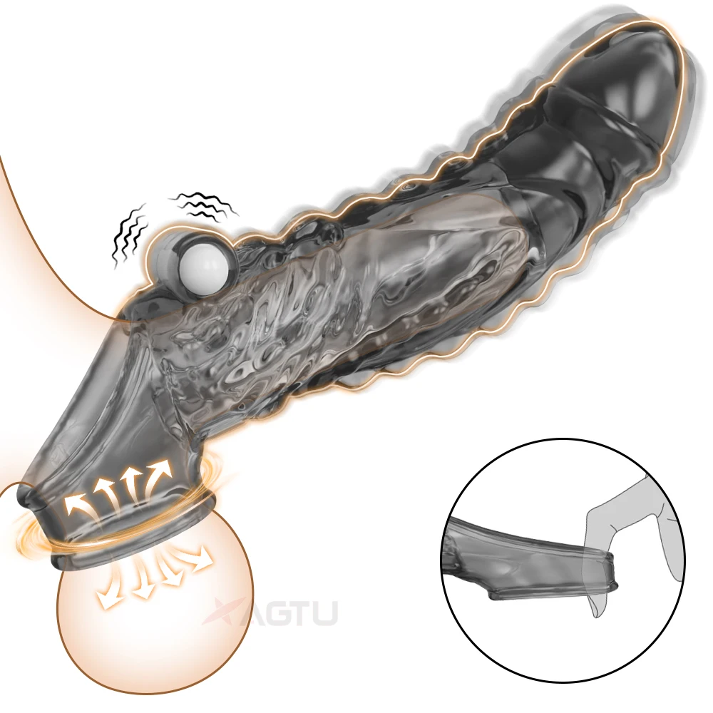 Vibrator wieder verwendbare Penis hülle flexible Eichel Penis ver größerer Extender Verzögerung Ejakulation Penis ring Erwachsenen Sexspielzeug für Männer Paare 1